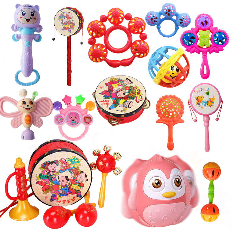 Baby Rattle Toy Tumbler Toy Tumbler 0-1-year-old baby Dipland Drum Puzzle early to teach Goodeners Bell 0-1-3-year-old Hand rocking bell
