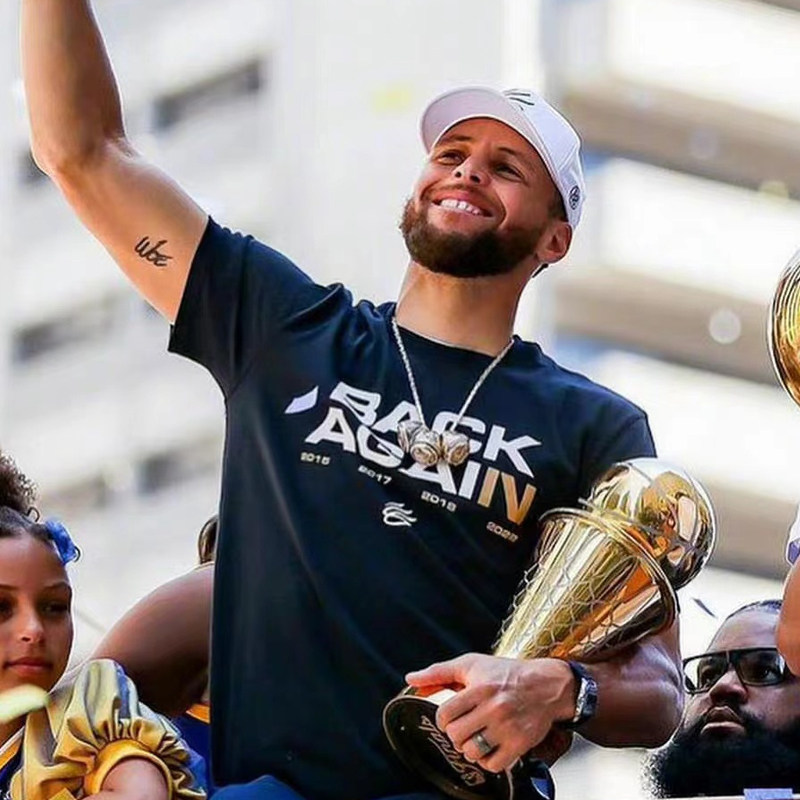 Curry short-sleeved T-shirt men's 2022 Warriors championship parade clothes basketball loose T-shirt Green short-sleeved