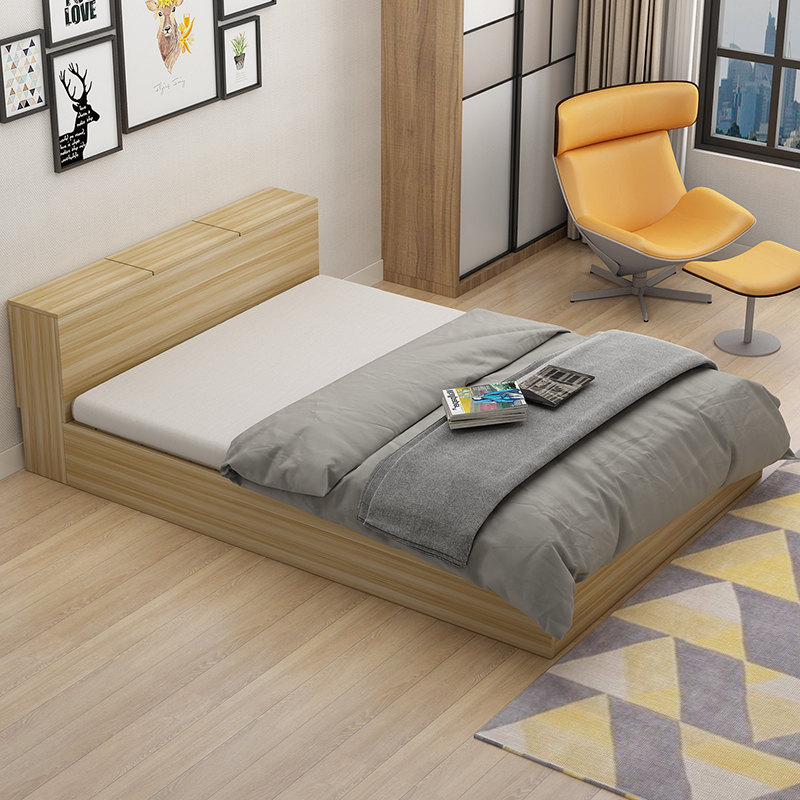 tấm tối giản hiện đại giường 1,2m 1,5 m 1,8 m cao đúp phòng ngủ giường tatami lưu trữ hộp lưu trữ - Giường giường cưới