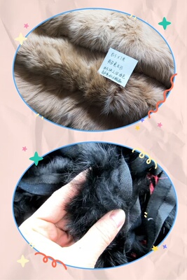 [花颜手工DIY黑色黄色兔毛领成品毛条帽条边库存古风真皮草装饰边]