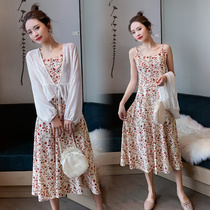 Pregnant women breastfeeding clothes out fashion hot mom summer Net red flower two-piece jumpsuit summer dress feeding milk clothes