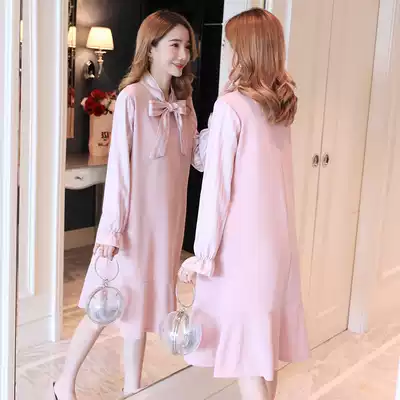 Pregnant women spring dress dress 2021 early spring fashion set spring long version of pregnant women new year clothes spring and autumn