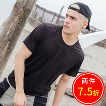 Roboro with elastic quick-drying clothes mens ice front clothing short sleeve summer ultra-thin T-shirt female Ice Silk plus fat