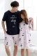 Cặp đôi pyjama mùa hè ngắn tay cotton phong cách Hàn Quốc váy ngủ rộng rãi nữ mùa hè dễ thương cotton nam phục vụ tại nhà - Cặp đôi