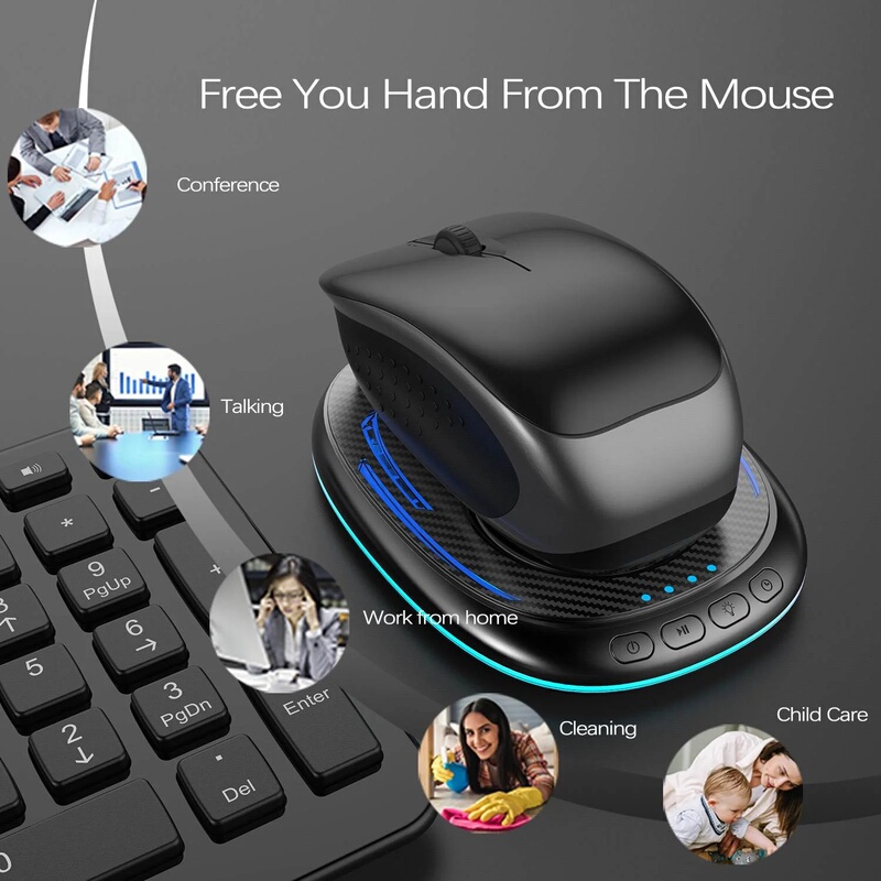 Carbon Fiber Pattern Mouse Mover, Mouse Anti-Sleep Automatic Movement to Prevent Computer Lock Screen, Led Anti-Idle Tool