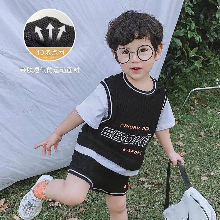 Boys summer suits children's baby sports two-piece suits children's summer Korean version handsome 2022 new Western style
