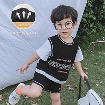 Boys summer suits childrens baby sports two-piece childrens clothing summer Korean version handsome 2022 new style
