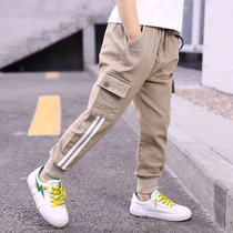 Boys cotton pants Korean version handsome and cool trendy version 2022 new spring and autumn clothes for big children loose casual overalls