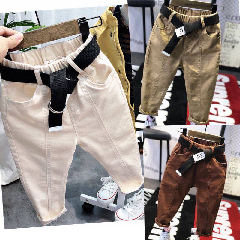Boys' casual pants spring and autumn 2022 new style children's western style tooling outer wear denim trousers female baby cigarette pants trend