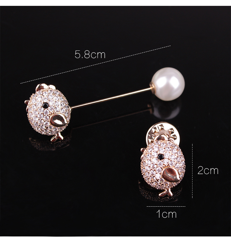 Mới siêu dễ thương gà trâm cá tính kim loại từ kim dài thời trang nam phù hợp với trâm mũ khâu trang trí trâm hoa cài áo