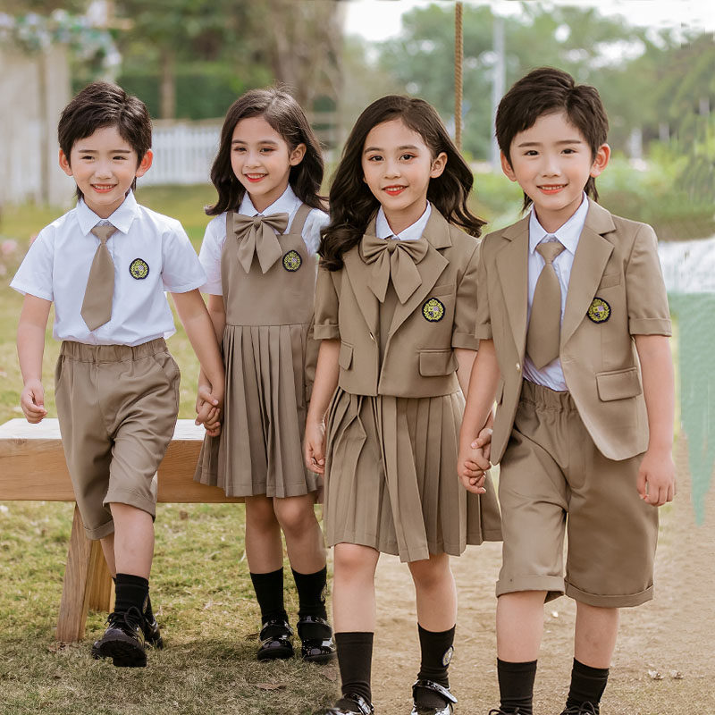 Yinglun College Wind Short Sleeve Suit School Uniforms Elementary School Students Suit Summer Clothing Children's Class Costume Out of Kindergarten Garden Suit