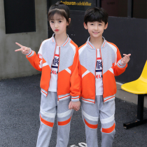 Primary school uniforms British Academy style spring and autumn sportswear two-piece childrens class uniforms kindergarten uniforms Orange