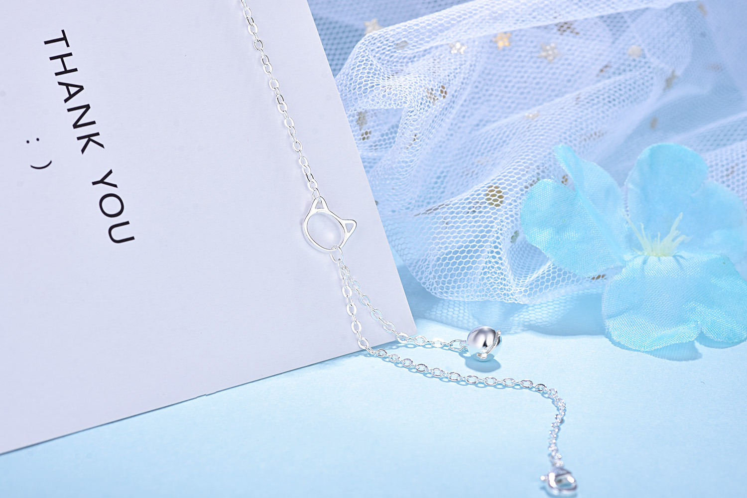Cat Bell S925 Sterling Silver Anklet Sen Joker Nhật Bản và Hàn Quốc Trang sức bạc Chuông với âm thanh Tính tình ngọt ngào dễ thương - Vòng chân lắc chân vàng trắng