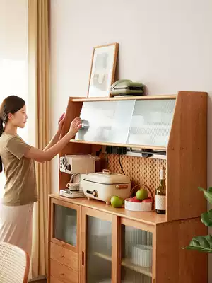 Dining cabinet with one wall high cabinet Nordic style living room storage cabinet solid wood bowl cabinet tea cabinet side cabinet storage cabinet