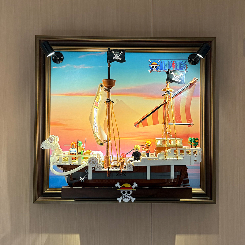 Suitable for Lego One Piece 75639, the Original Wall Display Frame Box for the Forward-Facing Merry Ship from One Piece