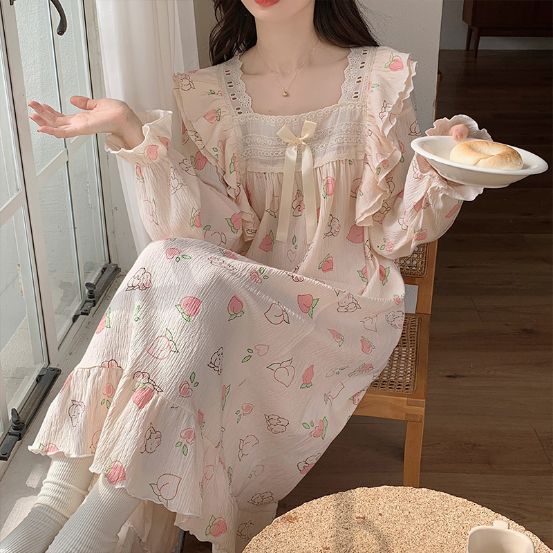 Sleeping Dress Lady Spring Autumn Season 2023 New Long Sleeves Cute Cartoon Long Sleeping Pregnant Woman Summer Home Clothes-Taobao