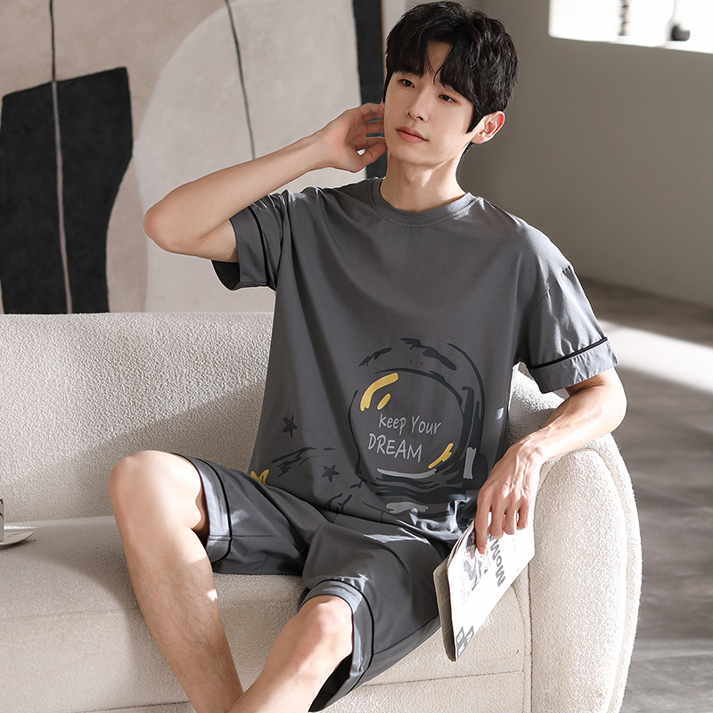 Cool men sleepwear Summer Modale Short sleeves shorts summertime thin ice silk Korean-style loose suit Home Suit Home