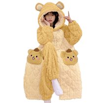 Small Bear Pajamas Winter Sky Coral Suede Triple Clip Coton Paddition Jacket Thickened Gossé Pyjamas Femme mignonne Maison Résidence Suit Suit