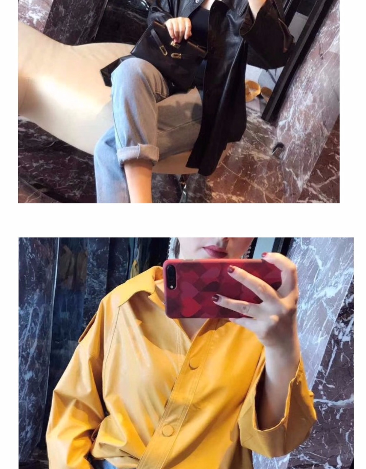 Áo khoác nữ mùa xuân 2018 mới của hãng thời trang Hàn Quốc khí chất thời trang Hàn Quốc được giặt bằng da PU áo khoác ngắn MV áo khoác da zara nữ