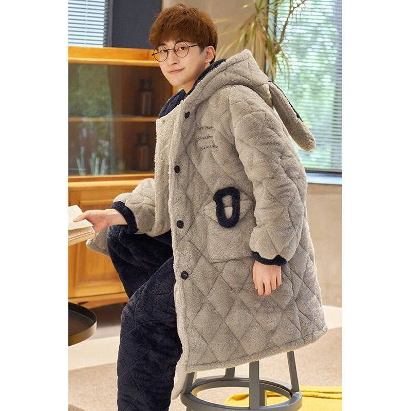 Men's Winter Pajamas, Coral Fleece, Thickened, Three-Layer Quilted, 2025 New Model, Simple Winter Loungewear Set Men's Winter Pajamas, Coral Fleece, Thickened, Three-Layer Quilted, 2025 New Model, Simple Winter Loungewear Set