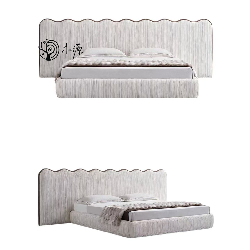 Modern Minimalist Villa Master Bedroom, Guest Bedroom, Soft-Upholstered Bed, Hotel and Guesthouse Room, Large Flat-Floor Bedroom, Floor-Standing Double Bed