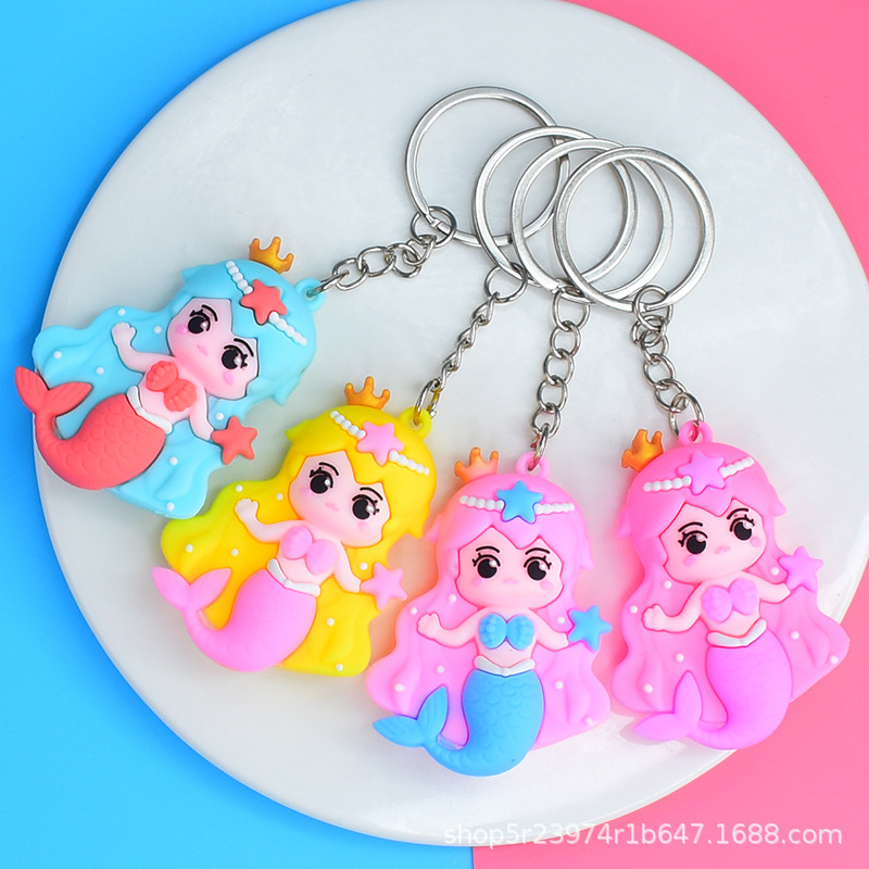 38Th Girls' Day Small Gift Creative Cartoon Mermaid Keychain Bag Pendant Three-Dimensional Doll Keychain