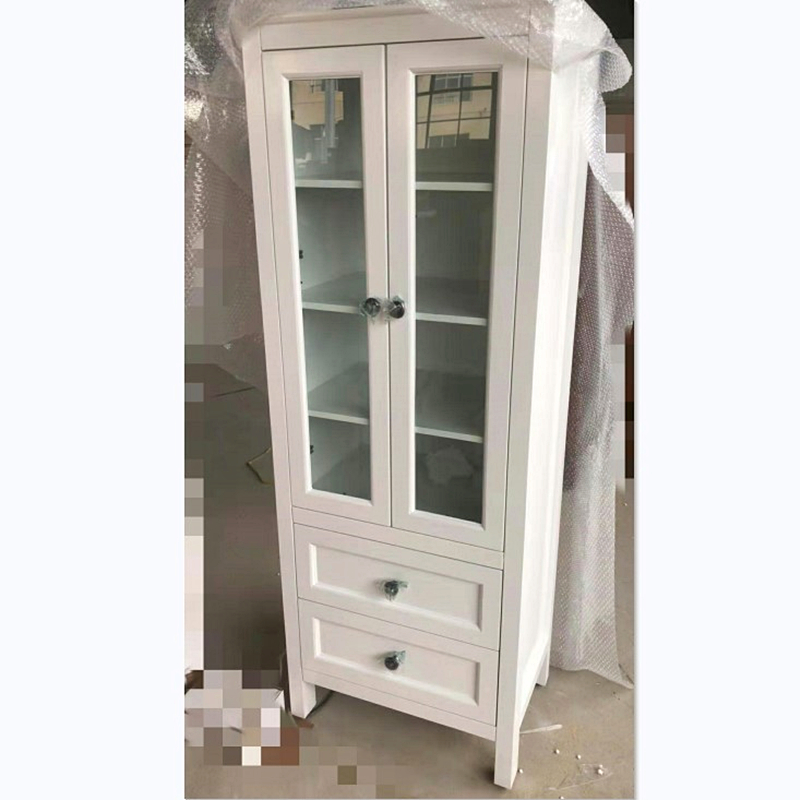 Custom American bathroom side cabinet Side cabinet cabinet Powder room cabinet Floor waterproof solid wood storage toilet storage cabinet