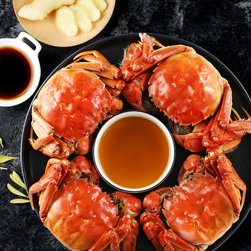 谷源道 阳澄湖大闸蟹 （公3.5两*3只+母2.5两*3只）*2件 聚划算双重优惠折后￥138.5包邮