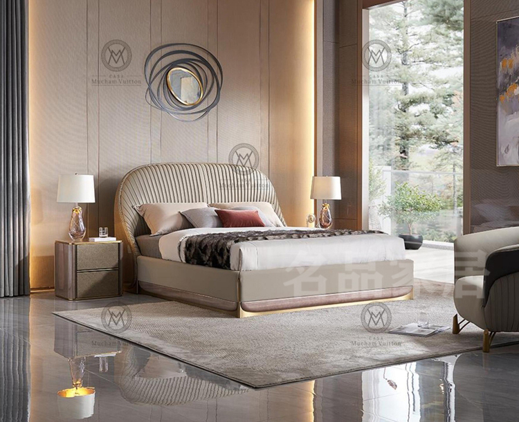 Münchon Furniture Weiden Brand modern simplicity Extravagant Dermis leather 1 8 m light and luxurious double bed 