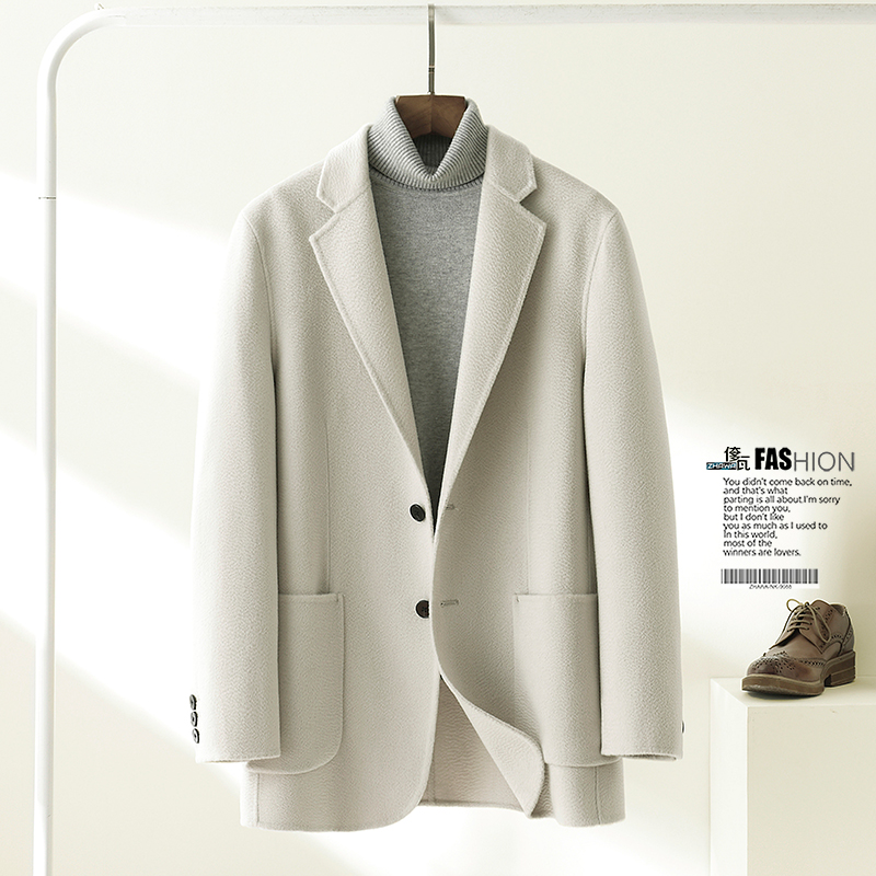 Spring and autumn Water polo Mao Twoolen sweater The men's short section Western suit Men's double face Nicoats No cashmere large clothes Loose Tide Suits