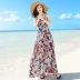 Mùa hè 2019 của phụ nữ bohemian váy dài dây đeo bằng vải voan in là váy đi biển mỏng bên bờ biển - Váy dài