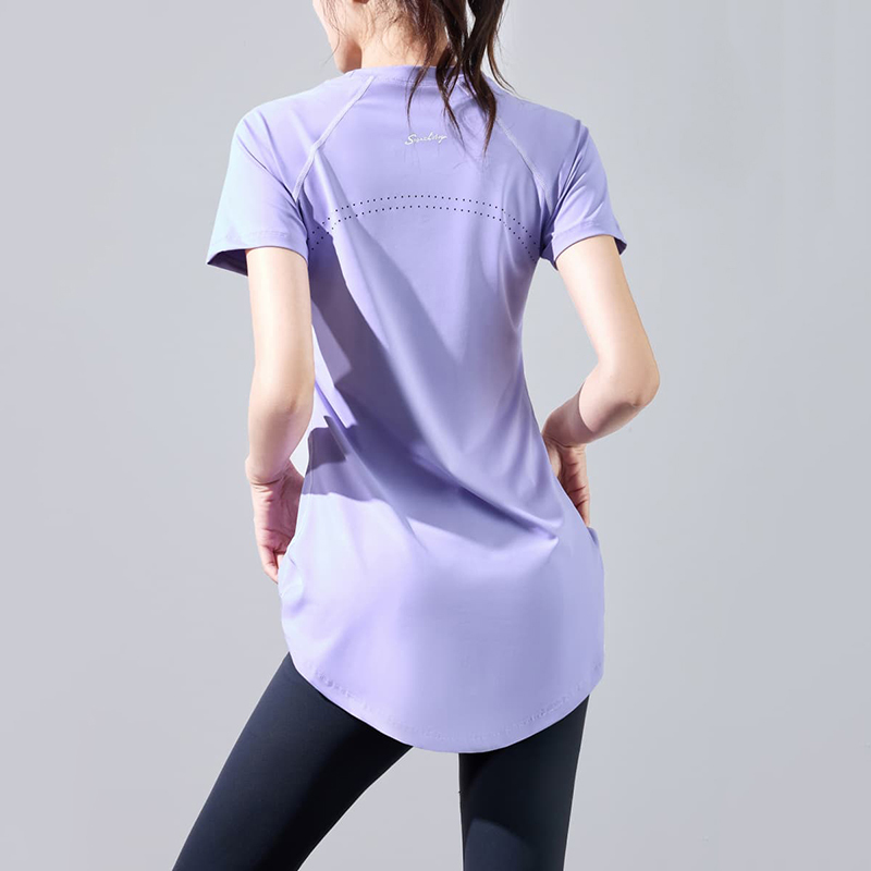 Sports Long-Sleeved Women's Slimming Butt-Covering Mid-Length Fitness Wear T-Shirt Large Size Breathable Quick-Drying T-Shirt Yoga Short-Sleeved Summer