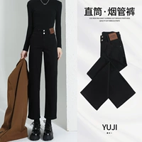 Черные осенние прямые свободные джинсы, демисезонные зимние флисовые штаны, подходит для подростков, свободный крой, высокая талия