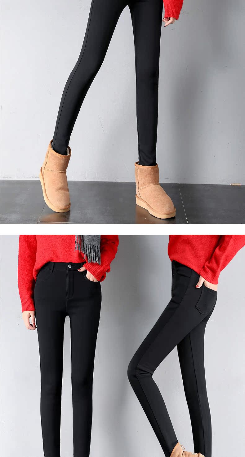 Quần legging nhung cộng màu đen mặc mùa thu đông 2018 mới dày cạp cao mới kéo dài chân quần dài quần đùi nữ