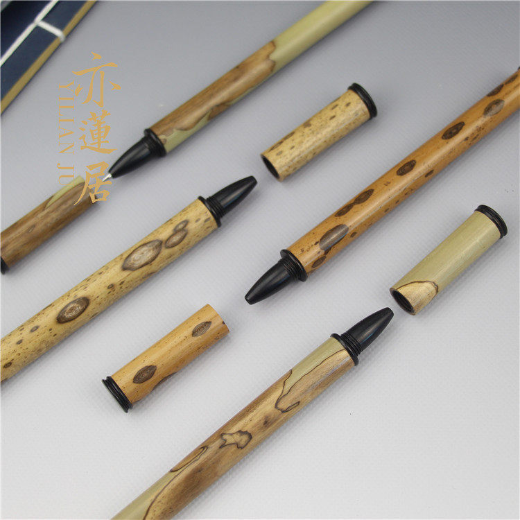 Also Lianü Plum Deer Bamboo Inlaid Black Sandalwood Signature Pen Bamboo text Play Pen Butterfly Bamboo with Water-based Pen Custom