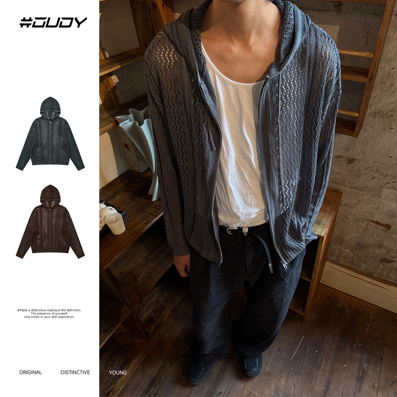 # Ovdy Hollow Knit Cardigan, Physical Sun Protection Cover-Up, Breathable, Lazy, Loose, Versatile Zipper Jacket for Men and Women