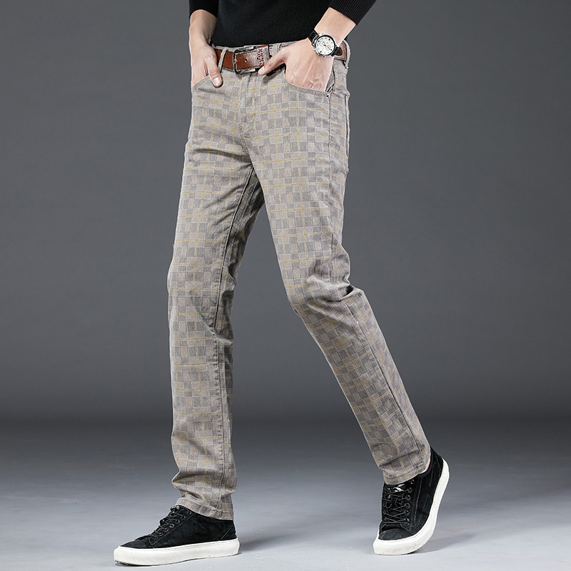 Spring and autumn checkered casual pants male pure cotton straight cylinder loose male pants spring casual long pants for body personality men's pants