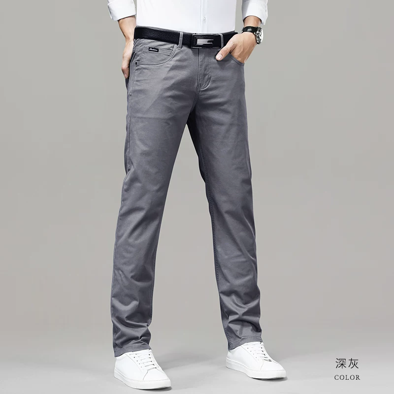Универсальные весенние эластичные хлопковые брюки для мужчин, slim fit, свободный прямой крой
