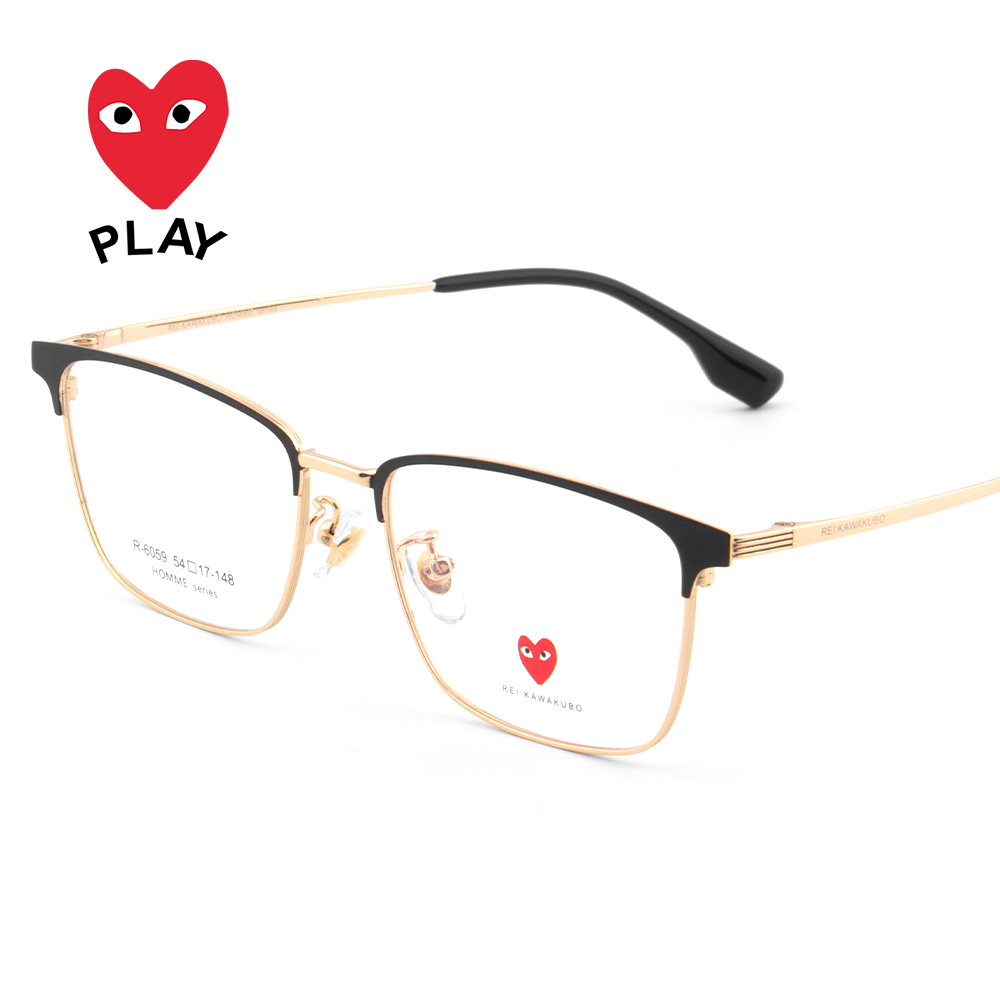 Kawasu Pau Ling Metal Half-brow Box Eye frames Man-fit lenses Myopia Eye Women 6059