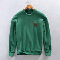 Spring and autumn mens embroidered round neck pullover long-sleeved T-shirt trendy casual loose versatile sweatshirt jacket for men