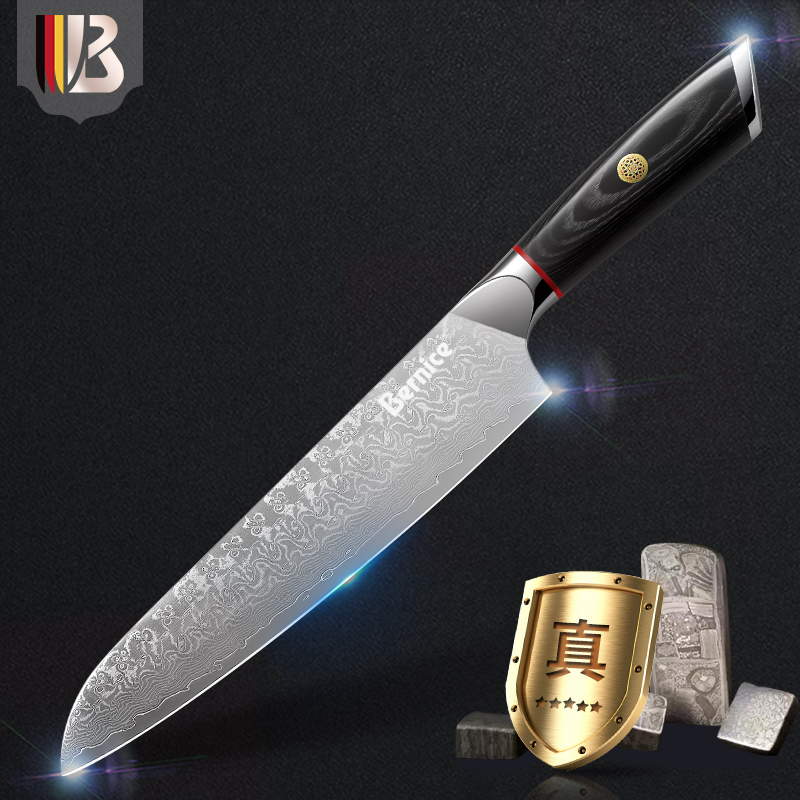 Damascus household chef's knife chef's knife sushi knife large fruit knife slicing meat slices melon and fruit Western cuisine