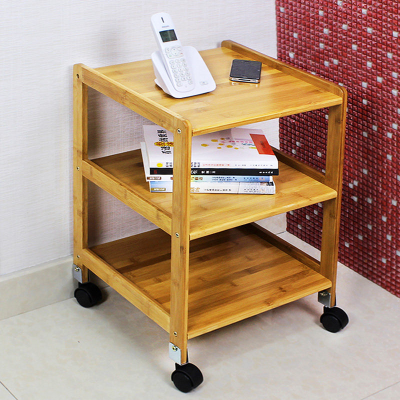 Nanzhu Kitchen bathroom shelf Bed cabinet with wheels removable storage car Solid wood floor storage cabinet