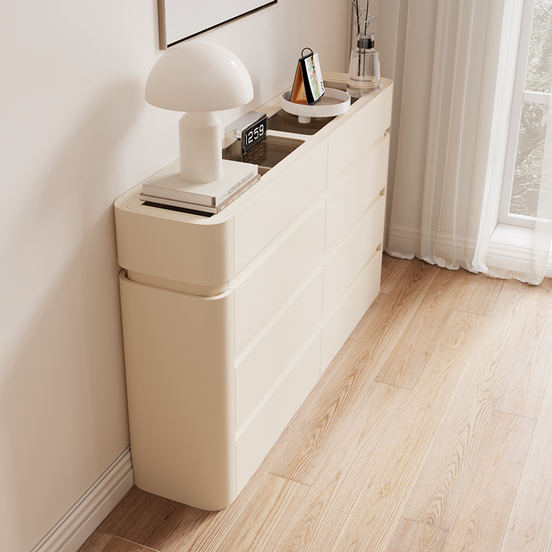 30cm Ultra-Narrow Bedside Cabinet, Cream-Style Chest of Drawers, Storage Cabinet, Integrated Ultra-Thin Bedroom Eight-Drawer Cabinet, Solid Wood Eight-Drawer Cabinet