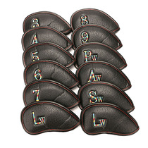 New golf rod cover 12 sets of lychee pattern waterproof PU leather club cap sleeve head protective cover