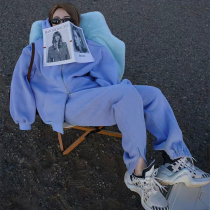 Gushed Thickened Necropolis Sportswear Suit Women Winter Fashion Students Han Edition Loose and Lean Leisure Two Sets Tide