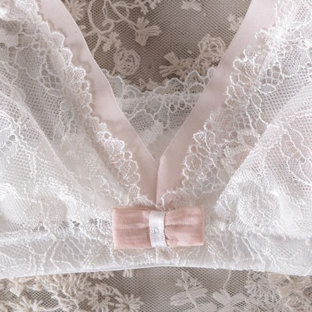 Châu Âu và Hoa Kỳ không vòng thép không bọt biển ngực lớn đồ lót nhỏ mùa hè siêu mỏng cup phối đồ thêu nữ gợi cảm đồ lót