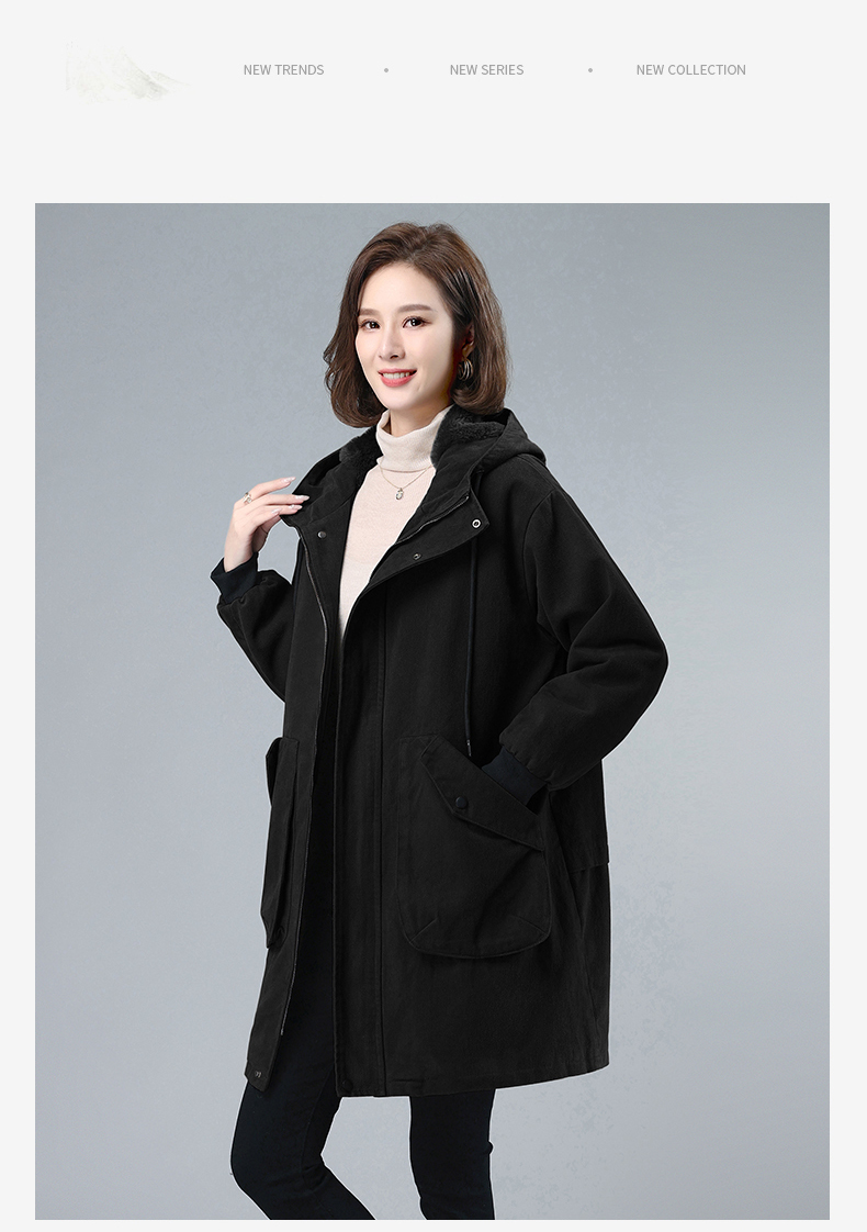 F0642 2550K ÁO KHOÁC NỮ TEMTDEI MŨ LIỀN MÙA XUÂN THU ĐÔNG TRUNG NIÊN DÀY ẤM THỜI TRANG NỮ VẢI BÔNG G06 SẢN PHẨM MỚI