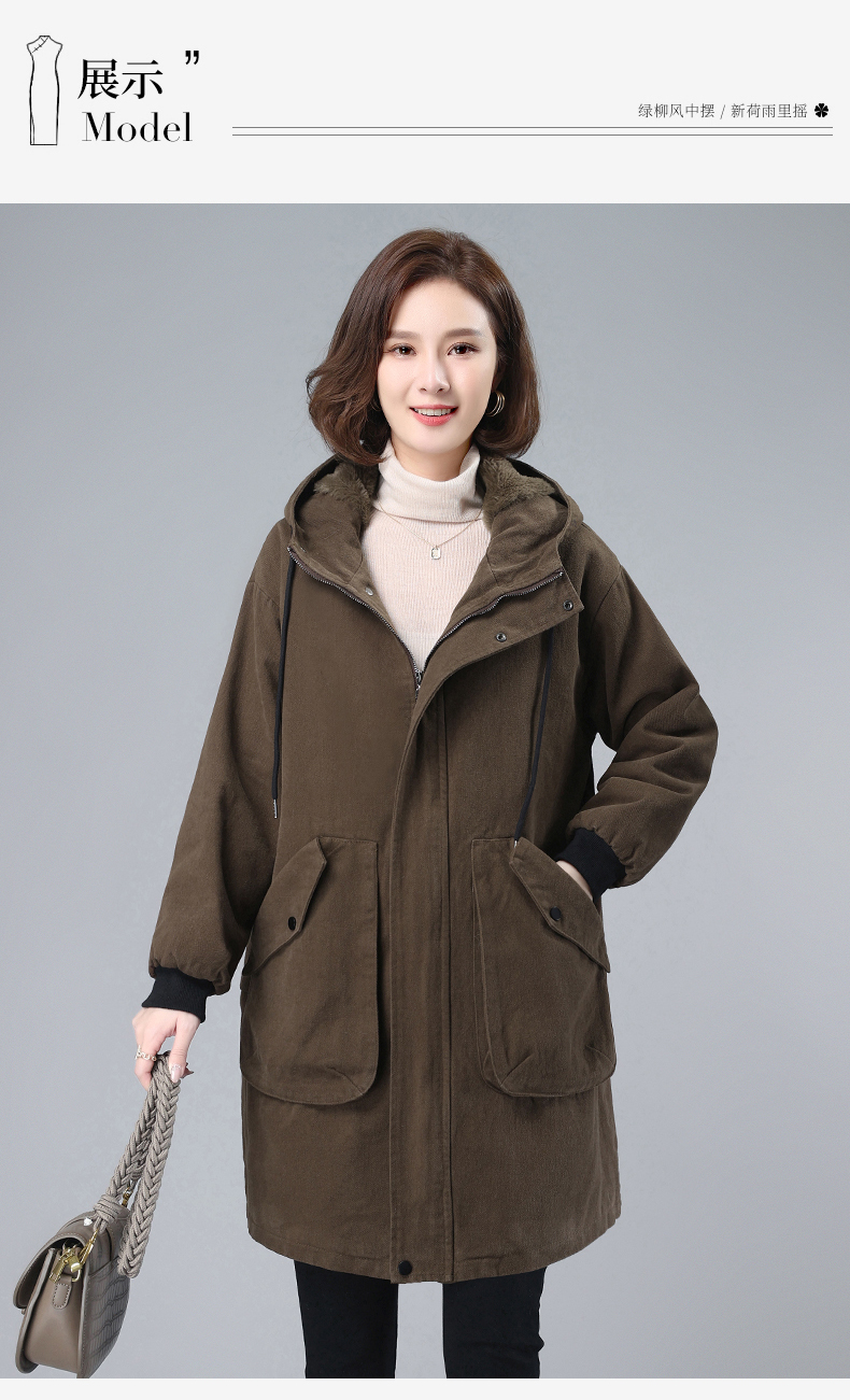 F0642 2550K ÁO KHOÁC NỮ TEMTDEI MŨ LIỀN MÙA XUÂN THU ĐÔNG TRUNG NIÊN DÀY ẤM THỜI TRANG NỮ VẢI BÔNG G06 SẢN PHẨM MỚI