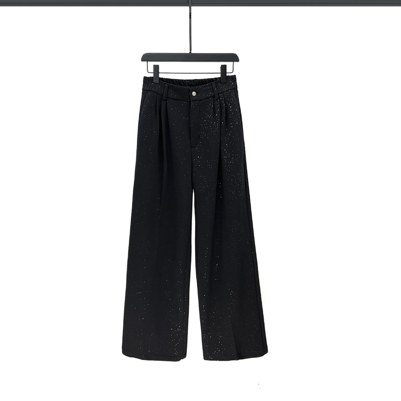 2025 Autumn Starry Sequin Long Pants for Men, Stylish Straight Wide-Leg Elastic Waistband Loose Casual Trousers