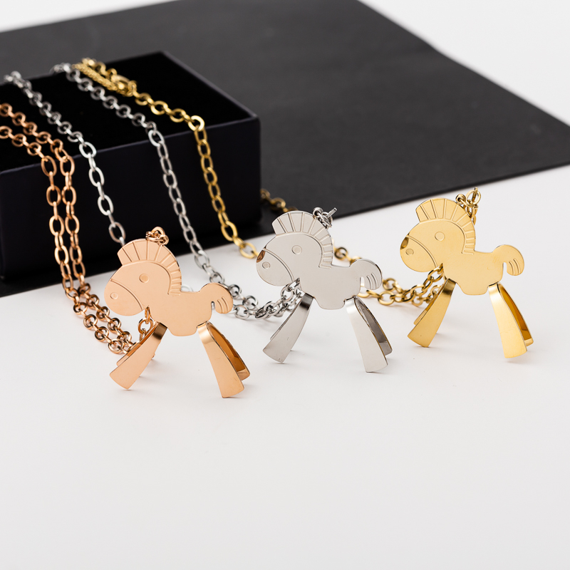 Korean Douyin net red style sweater chain long style versatile non-fading pony necklace women's clothes pendant titanium steel accessories